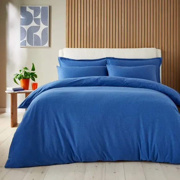 Plain Duvet Cover & Pillowcase Set - Blue image