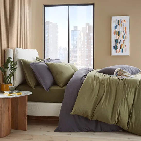 Plain Duvet Cover & Pillowcase Set - Graphite