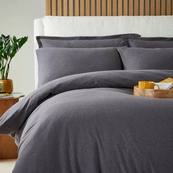 Plain Duvet Cover & Pillowcase Set - Graphite