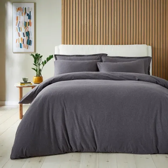 Plain Duvet Cover & Pillowcase Set - Graphite