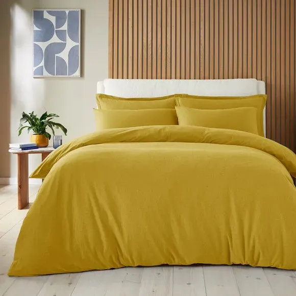 Plain Duvet Cover & Pillowcase Set - Ochre