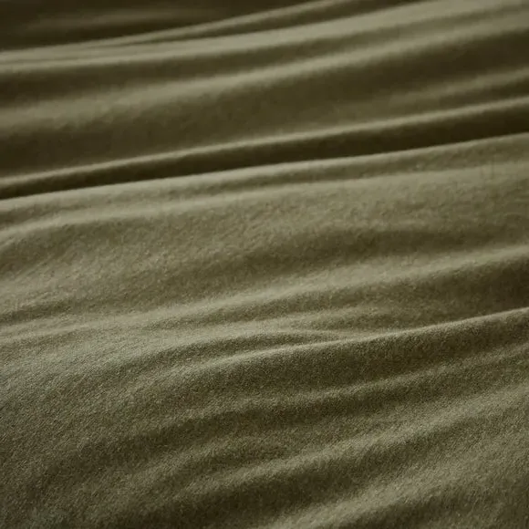 Plain Duvet Cover & Pillowcase Set - Olive