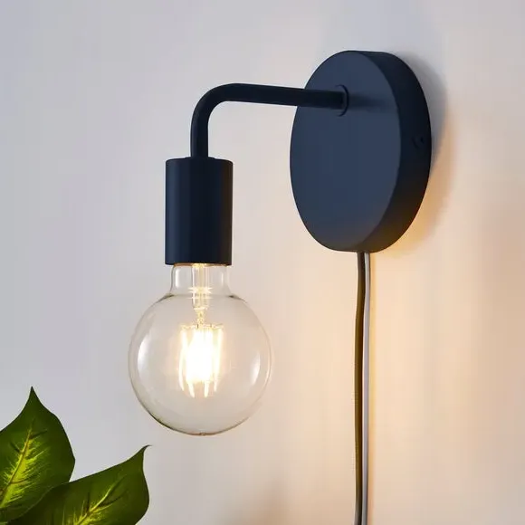 Plug-In Wall Light with Cable - Navy