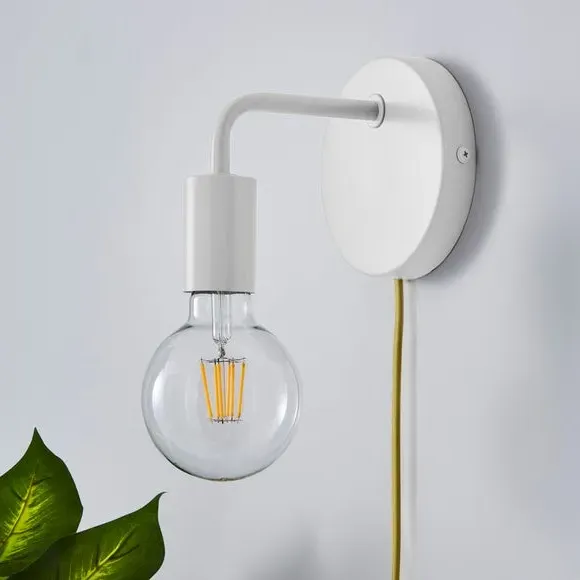 Plug-In Wall Light with Cable - White