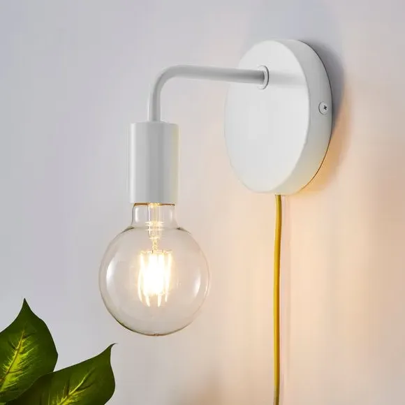 Plug-In Wall Light with Cable - White