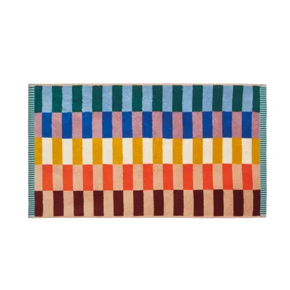 Plush Towel with Stripes - Multicolor, Cotton