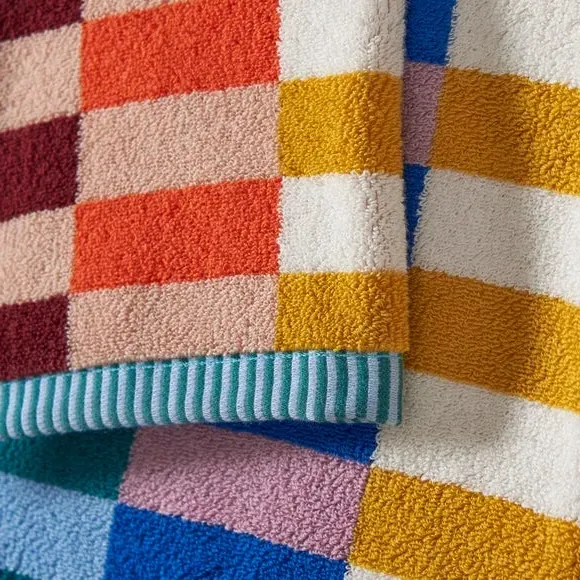 Plush Towel with Stripes - Multicolor, Cotton