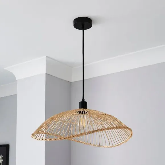 Rattan Pendant Light - Natural, Metal