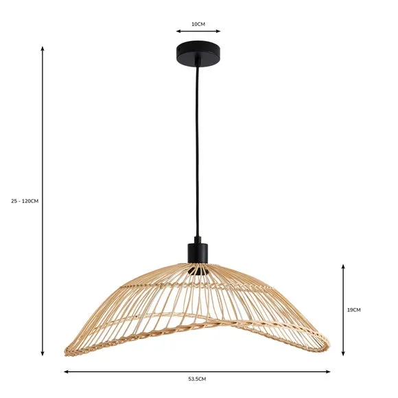 Rattan Pendant Light - Natural, Metal