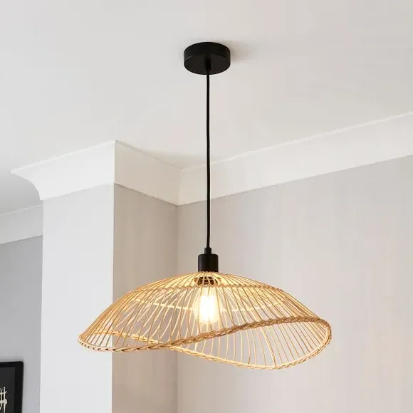 Rattan Pendant Light - Natural, Metal image