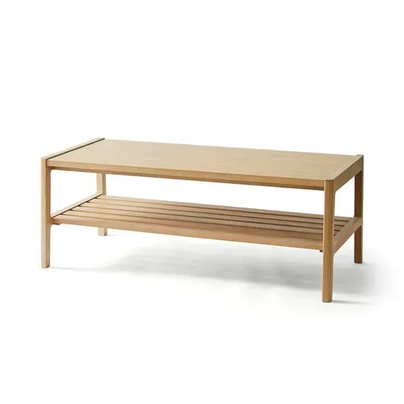 Rectangular Coffee Table with Shelf - Oak
