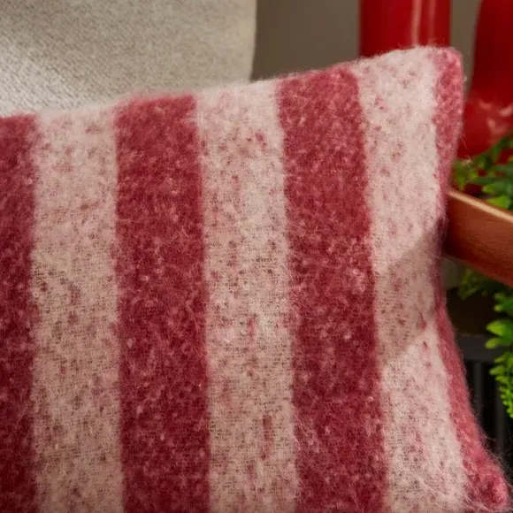 Rectangular Cushion with Stripes - Pink, Mohair