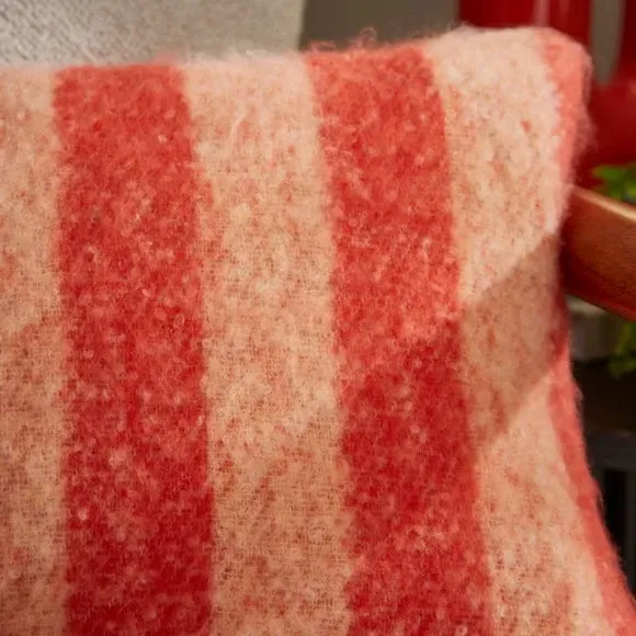 Rectangular Cushion with Stripes - Red, Mohair