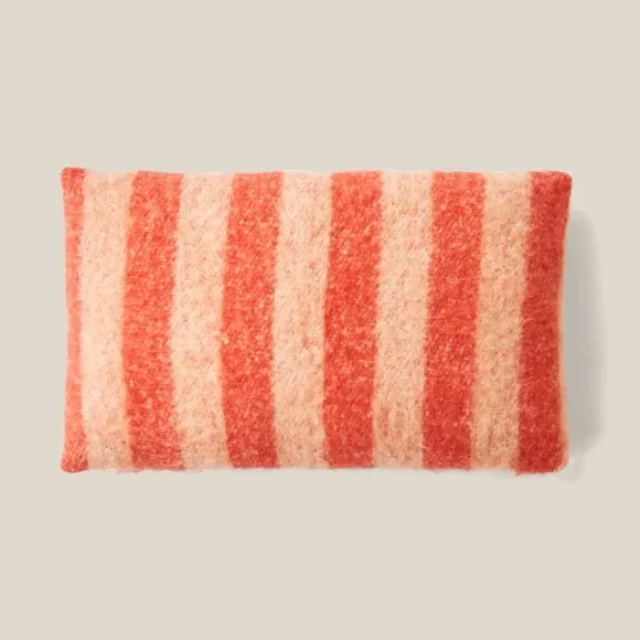 Rectangular Cushion with Stripes - Red, Mohair