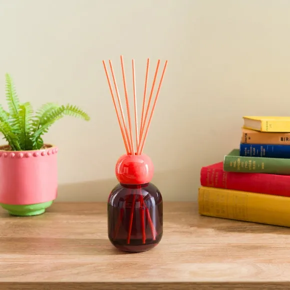 Reed Diffuser with Ceramic Collar - Red, Glass image