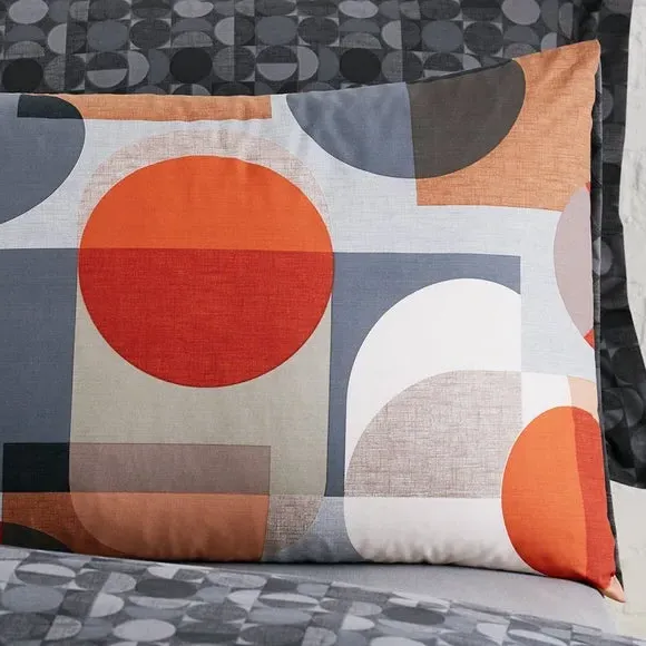 Reversible Duvet Cover Set - Orange, Polycotton