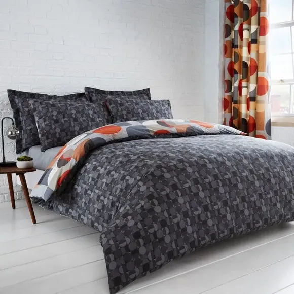 Reversible Duvet Cover Set - Orange, Polycotton