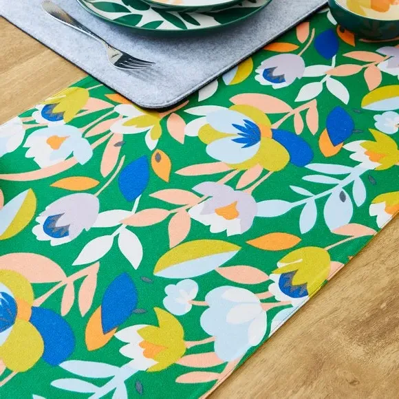 Reversible Table Runner - Blue, Cotton Blend