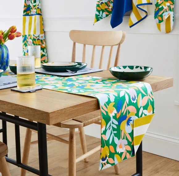 Reversible Table Runner - Blue, Cotton Blend image