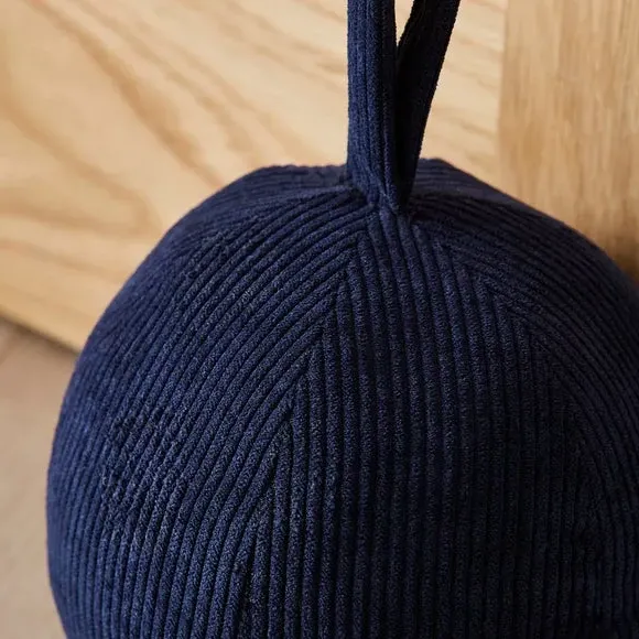 Round Doorstop with Handle Loop - Navy, Cord