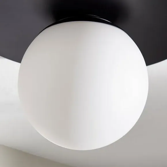 Round Flush Ceiling Light - Black, Glass