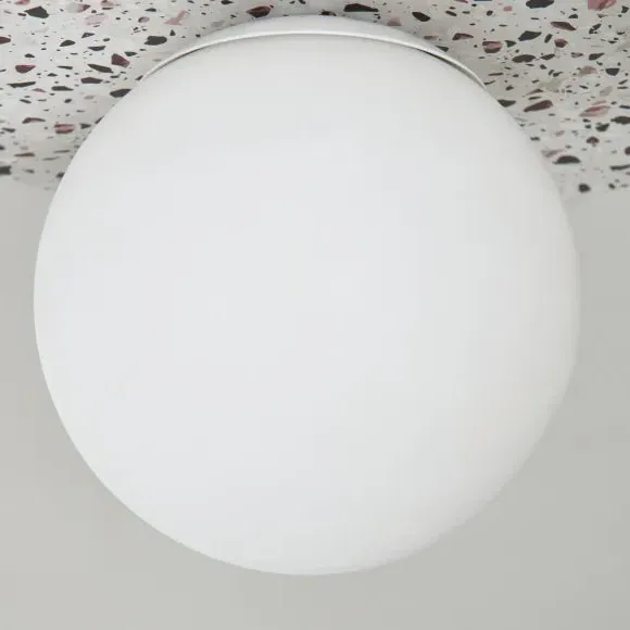 Round Flush Ceiling Light - White, Glass