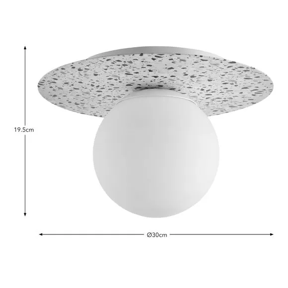 Round Flush Ceiling Light - White, Glass