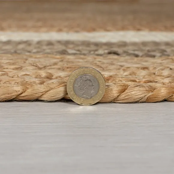 Round Rug with Border - Natural, Jute