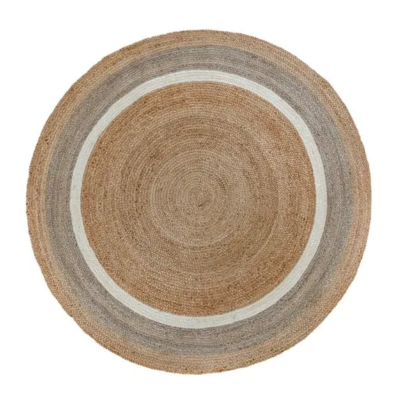Round Rug with Border - Natural, Jute image