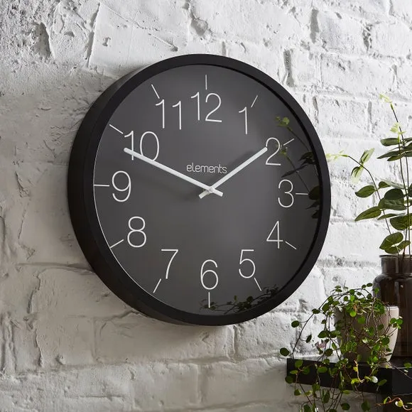 Round Wall Clock Indoor Outdoor - Black