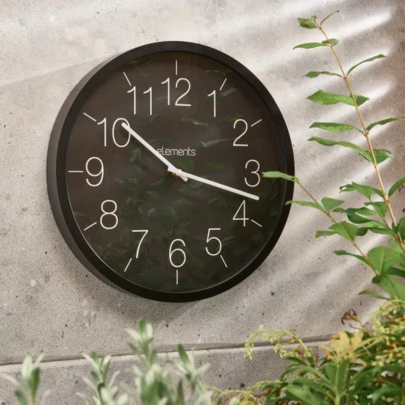 Round Wall Clock Indoor Outdoor - Black image
