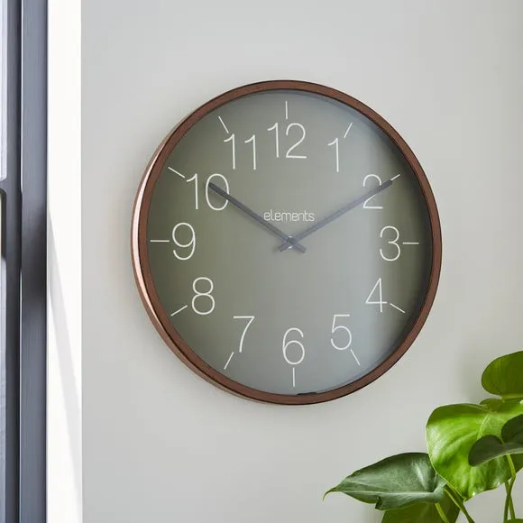 Round Wall Clock Indoor Outdoor - Walnut