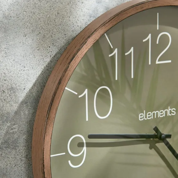 Round Wall Clock Indoor Outdoor - Walnut
