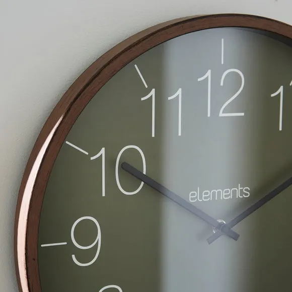 Round Wall Clock Indoor Outdoor - Walnut