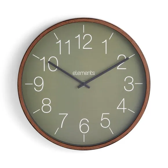 Round Wall Clock Indoor Outdoor - Walnut