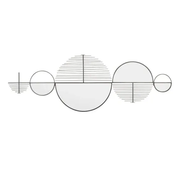 Round Wall Mirror Art - Black, Iron & Glass