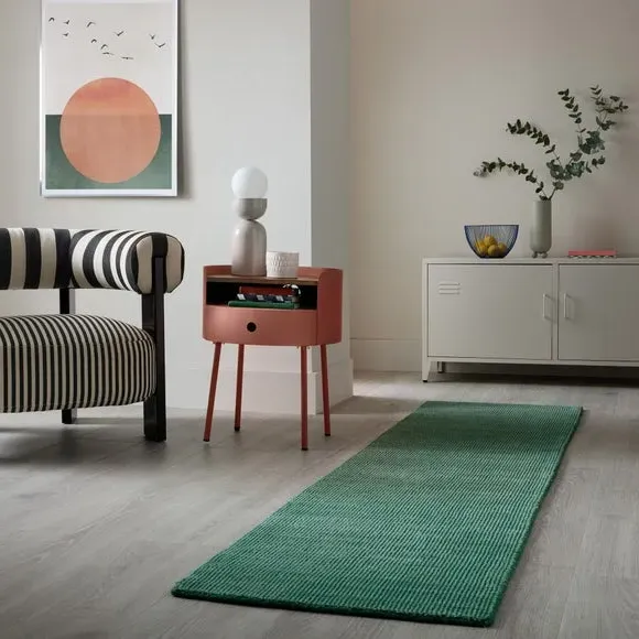 Runner Rug Textured - Emerald, Wool