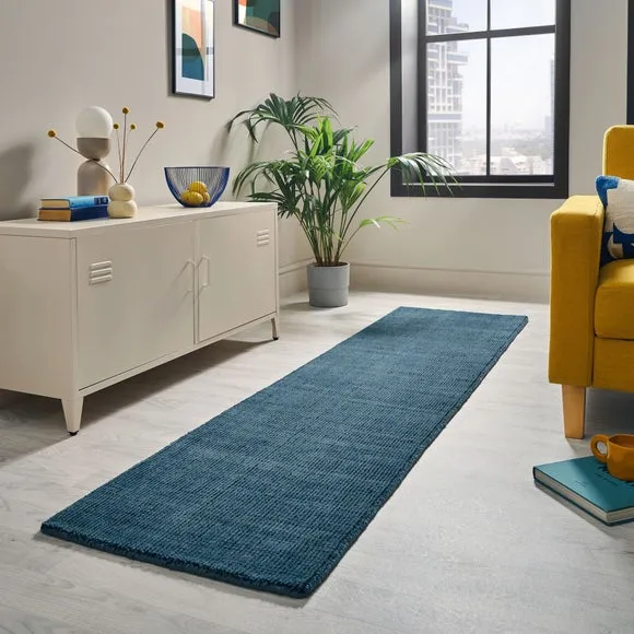 Runner Rug Textured - Navy, Wool
