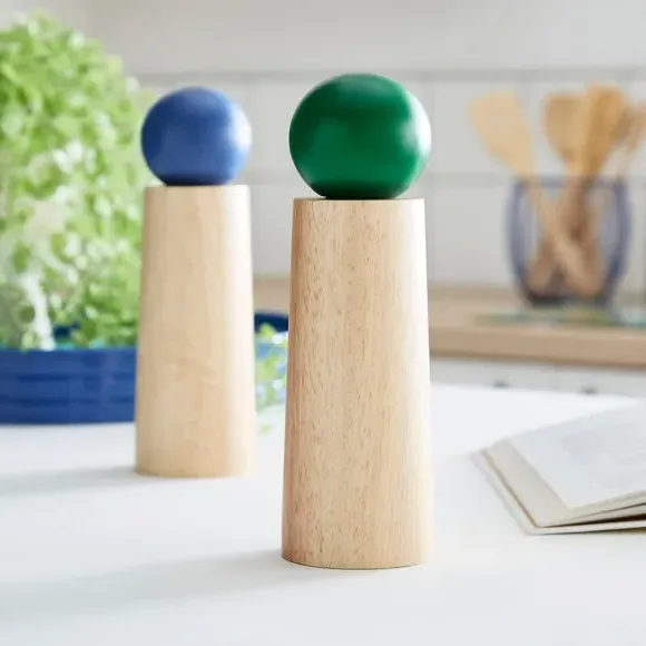 Salt and Pepper Mill - Green, Solid Wood