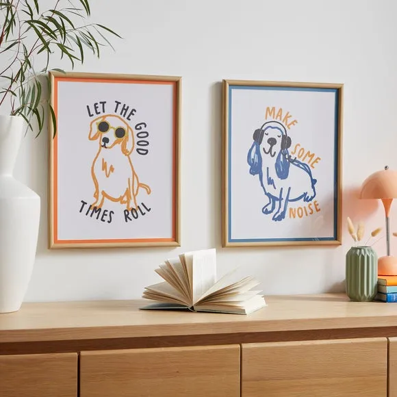 Set of 2 Framed Prints - Multicolor, Wood Effect image
