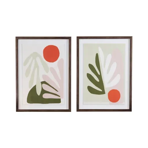 Set of 2 Framed Prints - Multicolor, Wood Frame