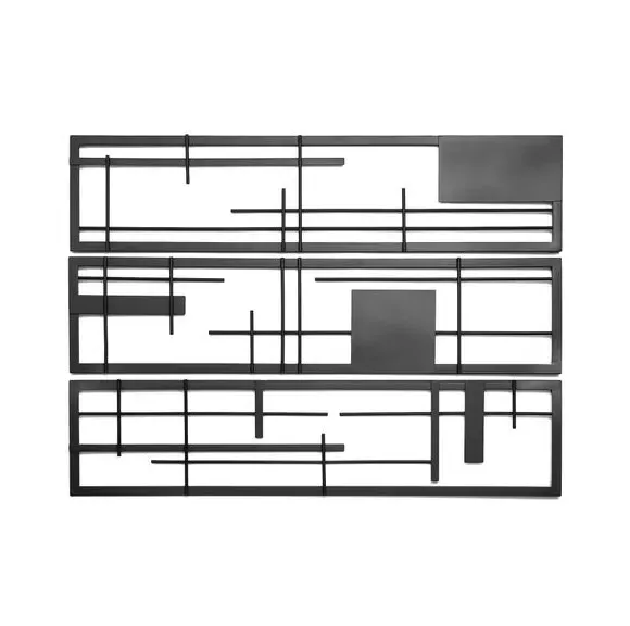 Set of 3 Wall Art Panels - Black, Metal