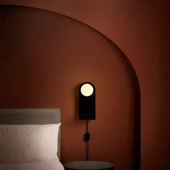 Shelved Wall Light with Dimmer - Black
