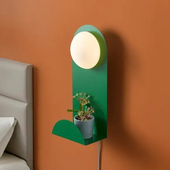 Shelved Wall Light with Dimmer - Emerald