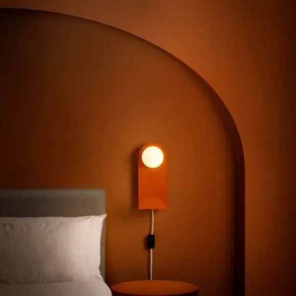 Shelved Wall Light with Dimmer - Tangerine
