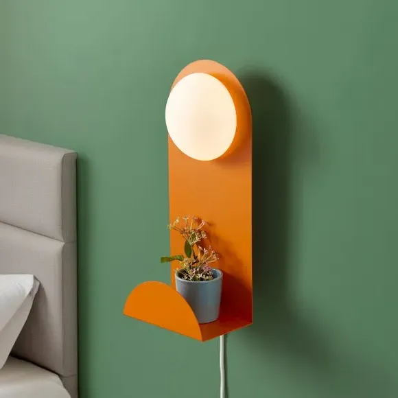 Shelved Wall Light with Dimmer - Tangerine