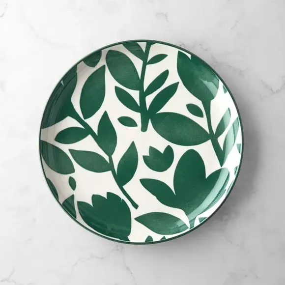 Side Plate with Floral Design - Green, Stoneware image