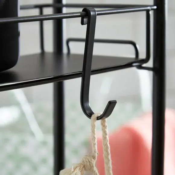 Slimline Storage Trolley with Wheels - Black, Metal