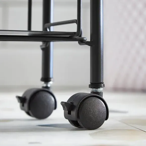 Slimline Storage Trolley with Wheels - Black, Metal