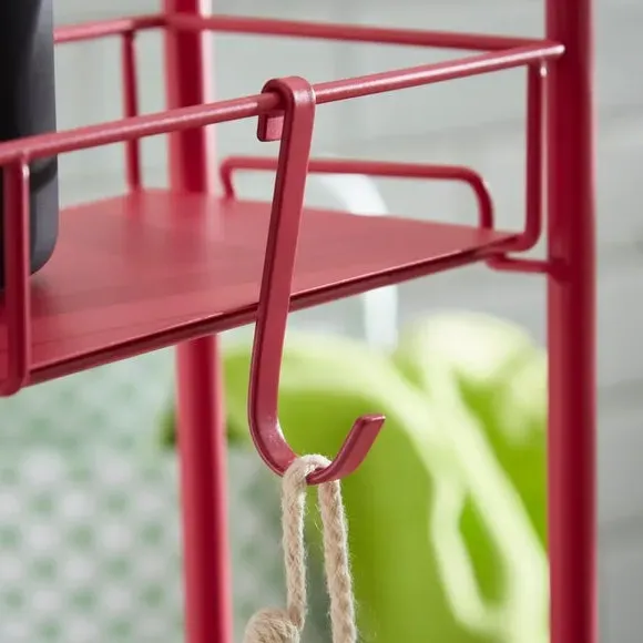 Slimline Storage Trolley with Wheels - Fuchsia, Metal